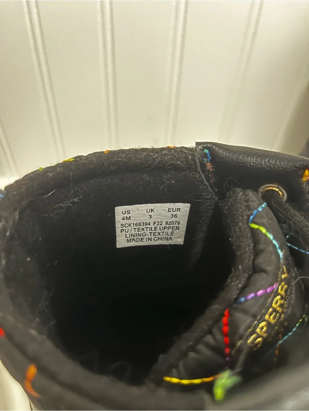 Sperry Black Quilted Kids Lace-Up Rain & Snow Boots